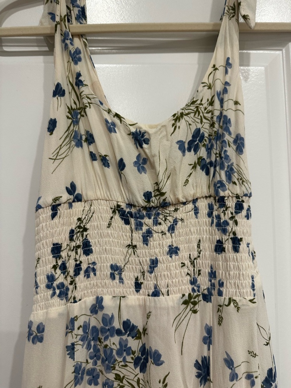 Reformation Cream Dress with Blue Floral Print - Picture 2 of 5